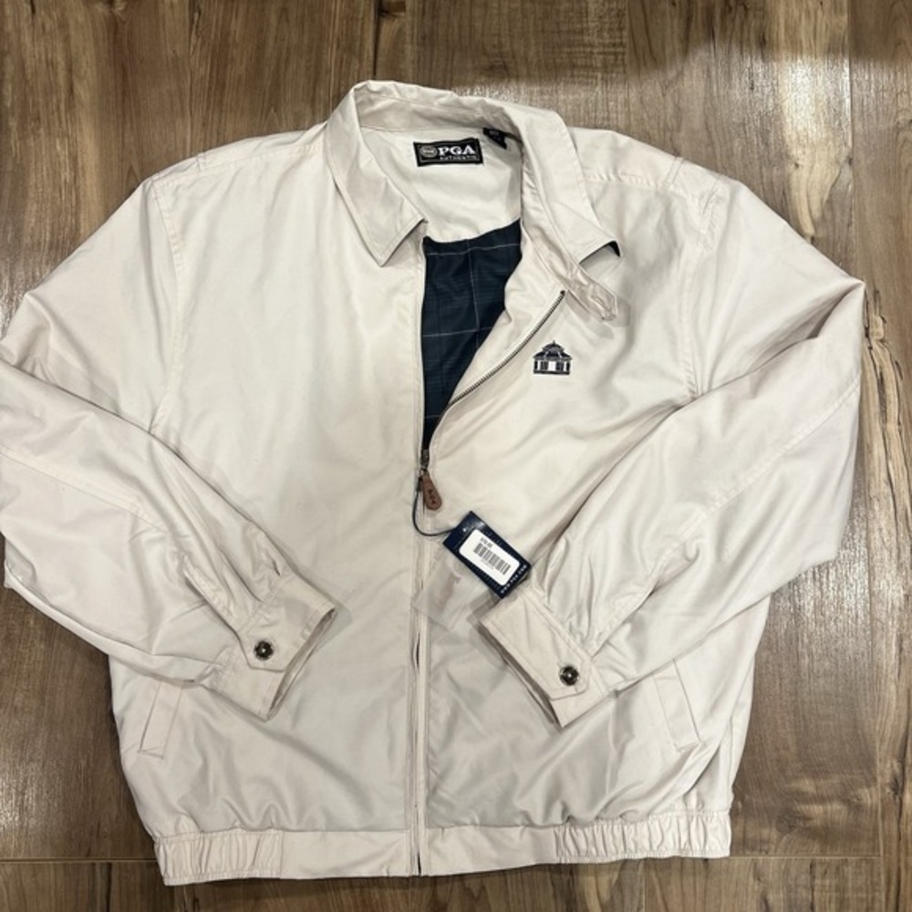 PGA Authentic Men's Golf‎ Jacket Windbreaker White Plaid Lined Size M NWT